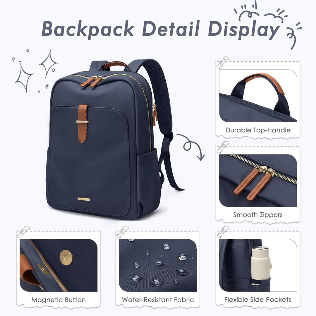 Rucksack Damen Herren Elegant, 17.3 Zoll Laptop Rucksack Wasserdicht mit Laptopfach, Business Laptop