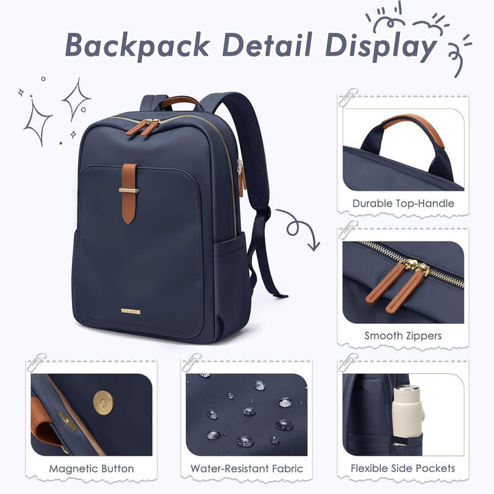 Rucksack Damen Herren Elegant, 17.3 Zoll Laptop Rucksack Wasserdicht mit Laptopfach, Business Laptop