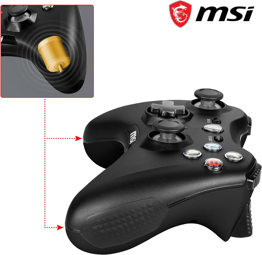 MSI FORCE GC30 V2 Kabelloser PC-Gamepad Controller - 2,4 GHz, 600mAh Li-Ionen-Akku, austauschbare D-