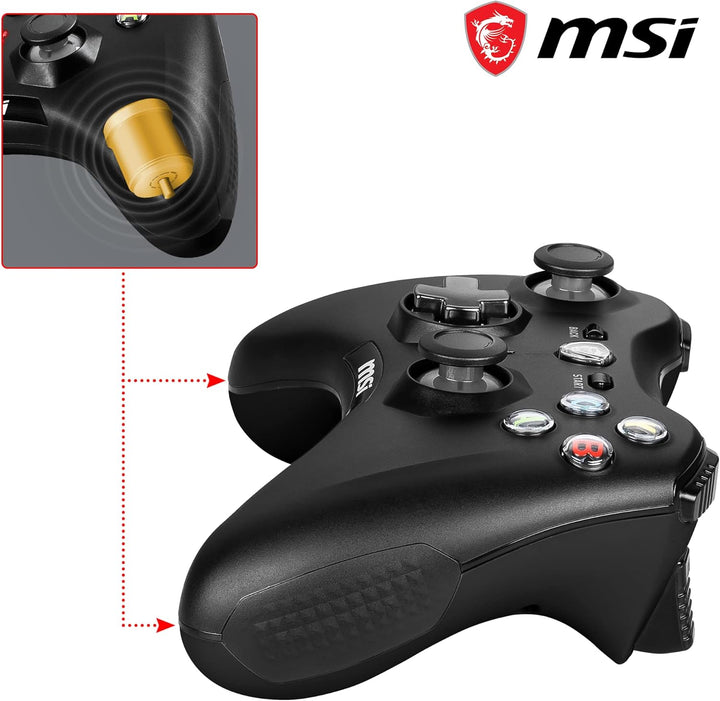 MSI FORCE GC30 V2 Kabelloser PC-Gamepad Controller - 2,4 GHz, 600mAh Li-Ionen-Akku, austauschbare D-