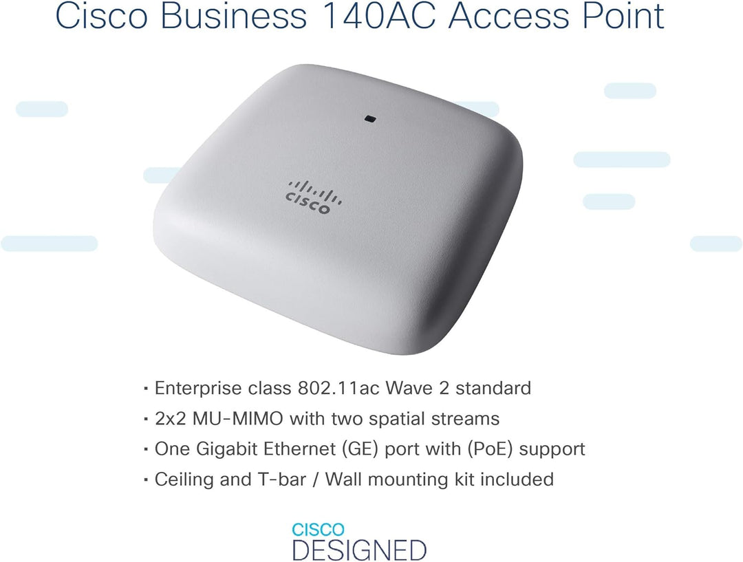 Cisco Business 140AC 802.11ac 2x2 Wave 2 Access Point 1 GbE-Port – Deckenmontage, eingeschränkter Sc