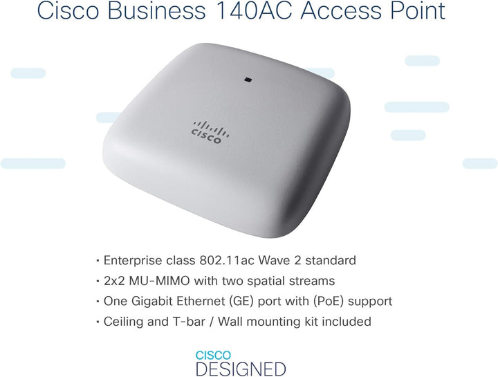 Cisco Business 140AC 802.11ac 2x2 Wave 2 Access Point 1 GbE-Port – Deckenmontage, eingeschränkter Sc