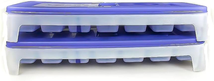 Tupperware Eiswürfler Gefrier-Behälter Eiswürfel-Behälter + Deckel lila blau (2) 30834