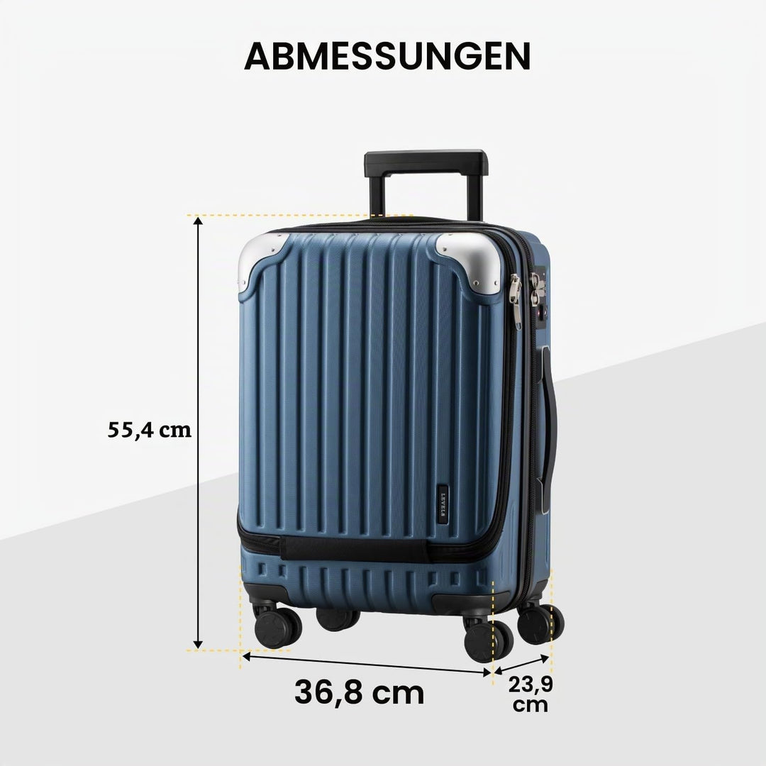 LEVEL8 Koffer Trolleys Handgepäck Hartschalenkoffer Rollkoffer Reisekoffer, TSA Blau 20'' 37*24*55.5