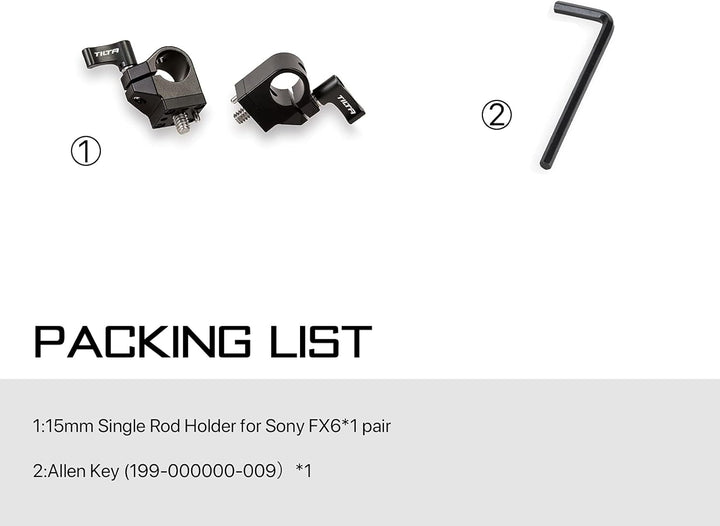 Tilta 15 mm Einzelstab-Halterung, kompatibel mit Sony FX6 (Paar), Light Microphone Support Systemm,