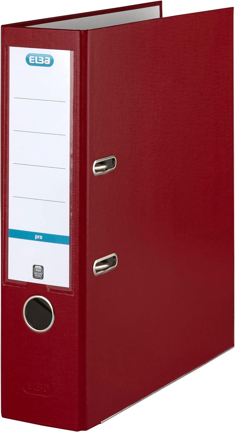 Elba Ordner A4, Smart Pro, 8 cm breit, Kunststoff aussen, bordeaux, 10 Stück bordeaux A4, breit, bor