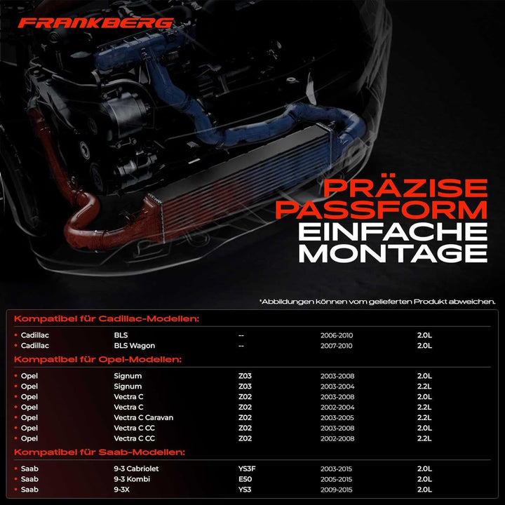 Frankberg Ladeluftkühler Kompatibel mit BLS 2.0L 2006-2010 Signum 2.0L 2003-2008 Vectra C 2.0L 2002-