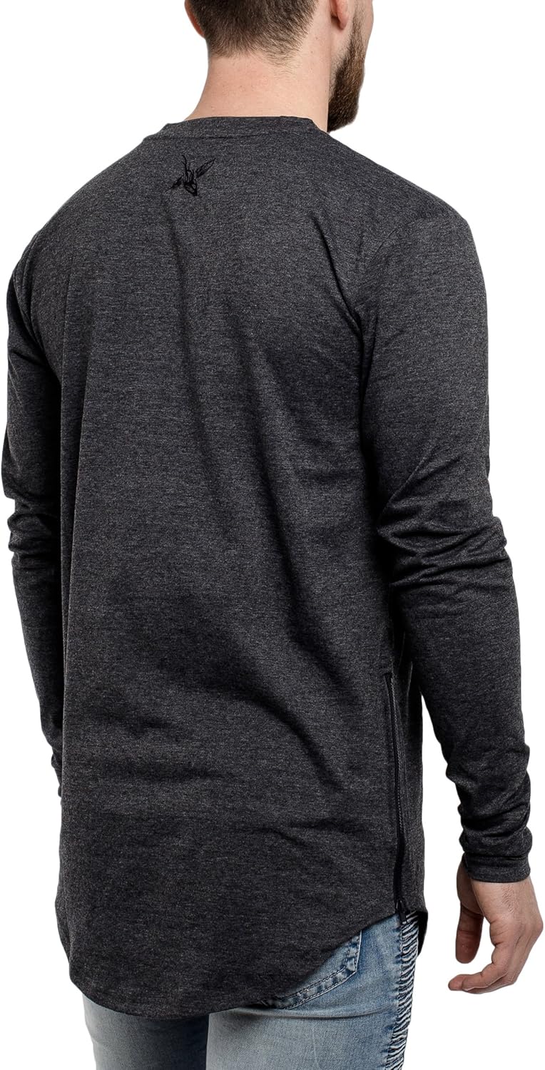Blackskies Side Zip Langarm T-Shirt | Langes Oversize Fashion Basic Longsleeve Herren Longshirt Long
