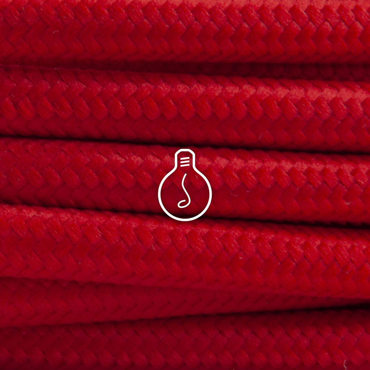 Amarcords - Textilkabel für Lampen ROT, rund, Seide, 5 Meter, mit Erdung 3x0,75 - Stoffkabel mit far