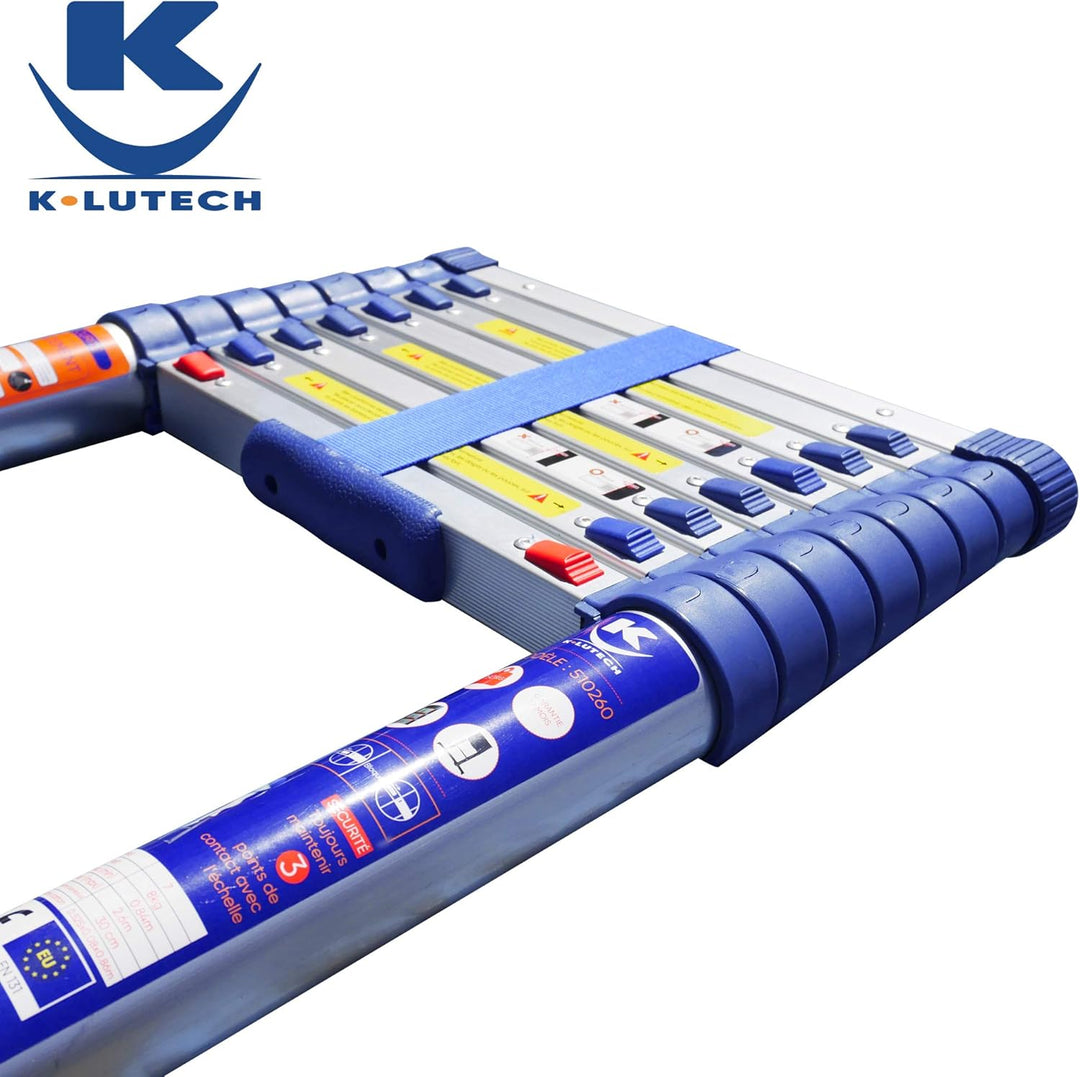 K•LUTECH - Teleskopleiter, Klappleiter Einziehbare Leiter, Hergestellt aus Aluminium in Profiqualitä