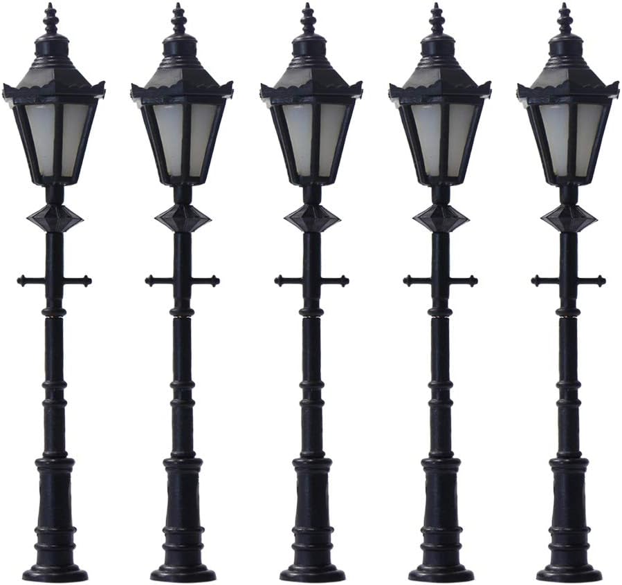 Evemodel 5 STK. Modell Parklaternen LED Leuchte Lampen Modelleinsenbahn Minigarten Dekor (65mm), 65m