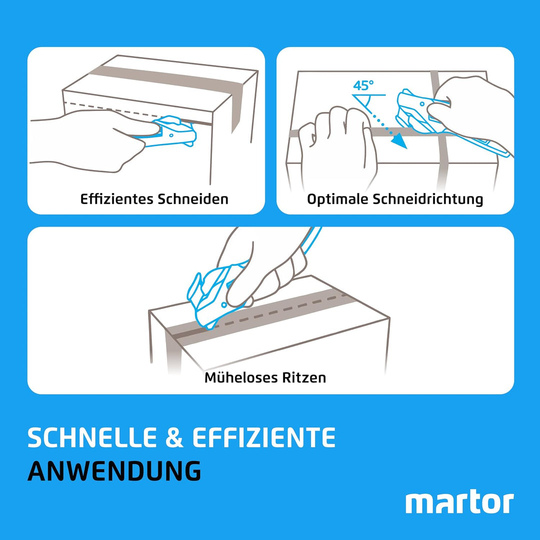 MARTOR Sicherheitsmesser, Verdeckte Klinge, SECUMAX 370, Profi Cuttermesser, Vergrösserbare Schnittt