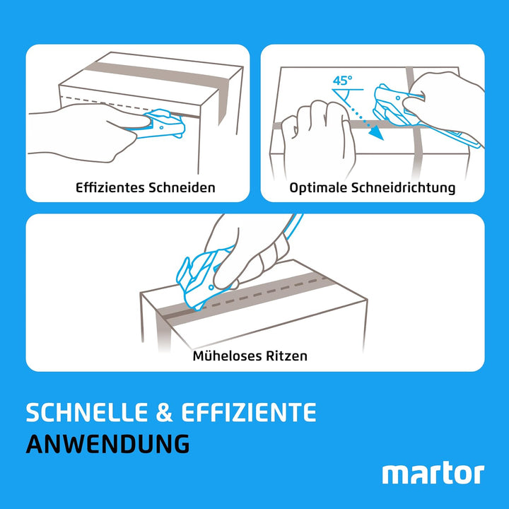 MARTOR Sicherheitsmesser, Verdeckte Klinge, SECUMAX 370, Profi Cuttermesser, Vergrösserbare Schnittt