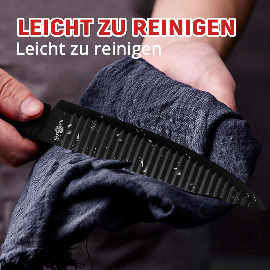6-teilig Messerset mit Messerhalter, Küchenmesser Set, Profi Messerset mit Block, Edelstahl Messer S