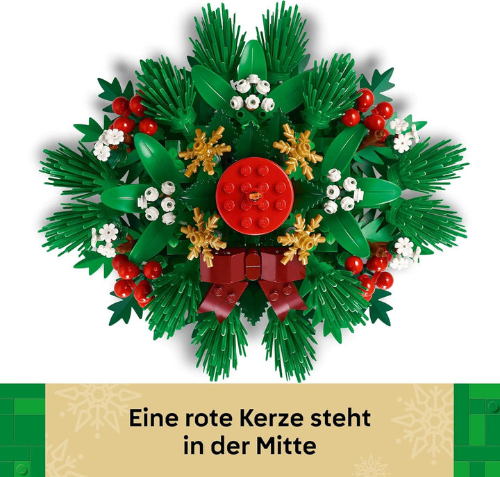 LEGO Weihnachtsgesteck - Spielzeug für Jungen und Mädchen - Modellbau mit roten Beeren, goldenen Ste