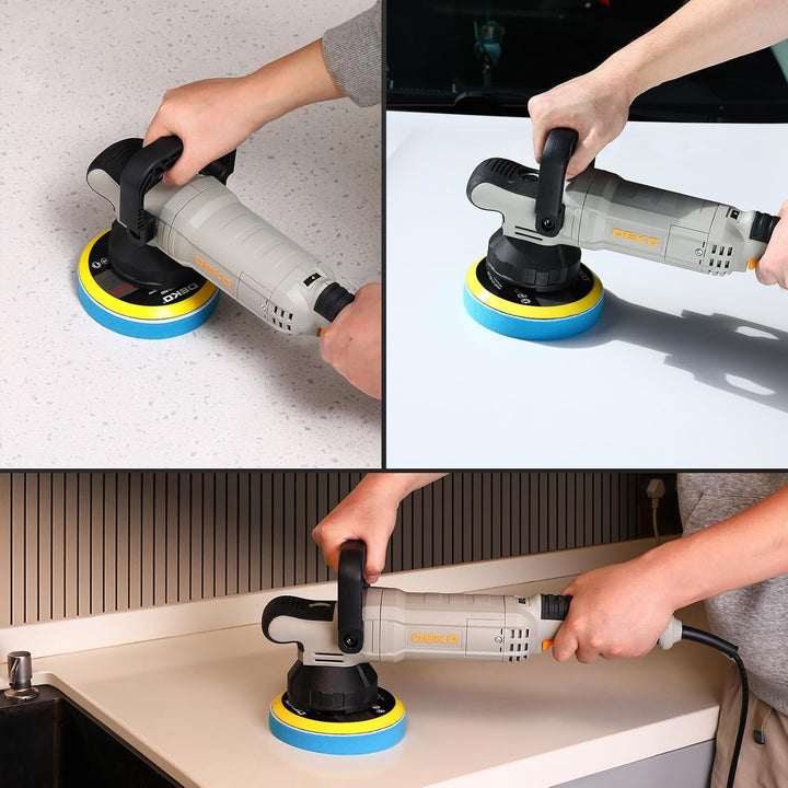 Poliermaschine Auto 900W: DEKOPRO Doppelte Aktion Exzenter poliermaschine Set mit 150 MM Pad, 6 Vari