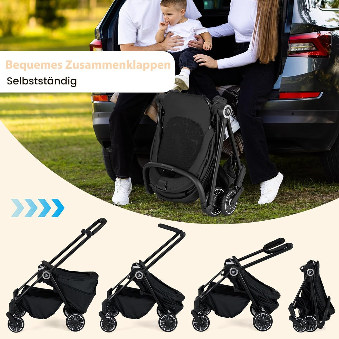 COSTWAY Kinderwagen faltbar mit umkehrbarem Sitz, Reisebuggy mit verstellbarer Rückenlehne, Griff, S