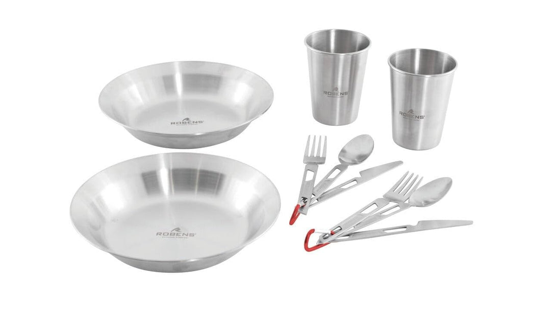 Robens Sierra Steel Meal Set ×2 Komplettes Service, Edelstahl, für Erwachsene, Uni, mehrfarbig, Einh