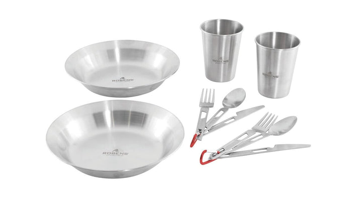 Robens Sierra Steel Meal Set ×2 Komplettes Service, Edelstahl, für Erwachsene, Uni, mehrfarbig, Einh