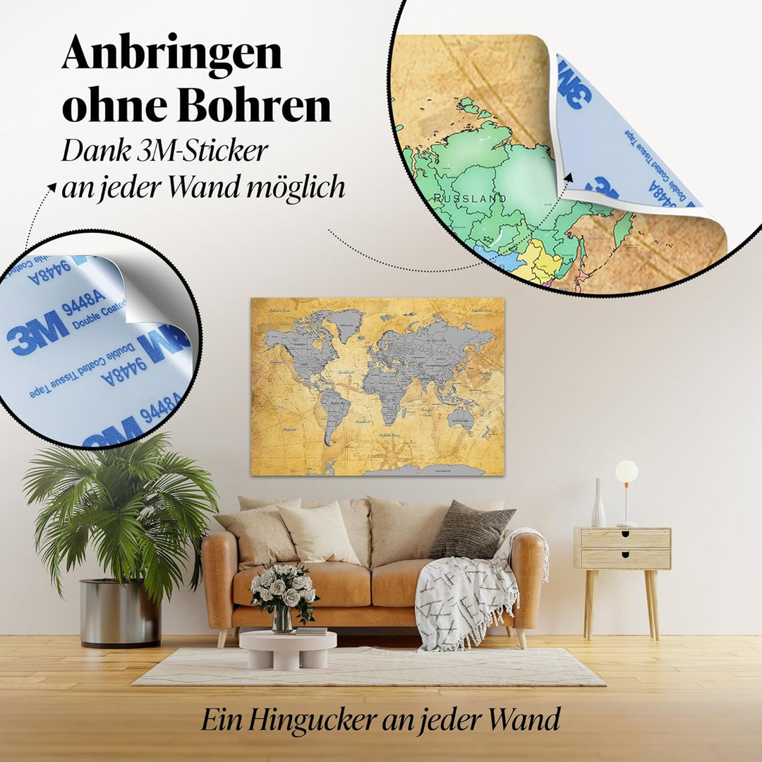 FlyHigh - Silberne Special-Edition - XXL Weltkarte Poster zum Rubbeln in Deutscher Sprache (82x60 cm