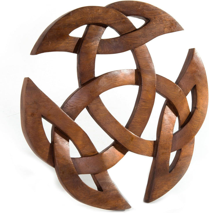 Windalf Grosses Celtic Holz Wandbild ARWAIN Ø 30 cm Wandornament Offene Dreifalt Wandfigur Handarbei