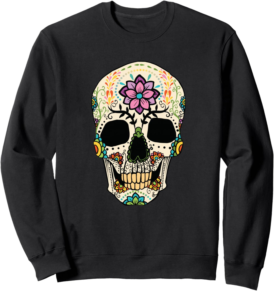 Tag der Toten Zuckerschädel mit Blumen Sweatshirt