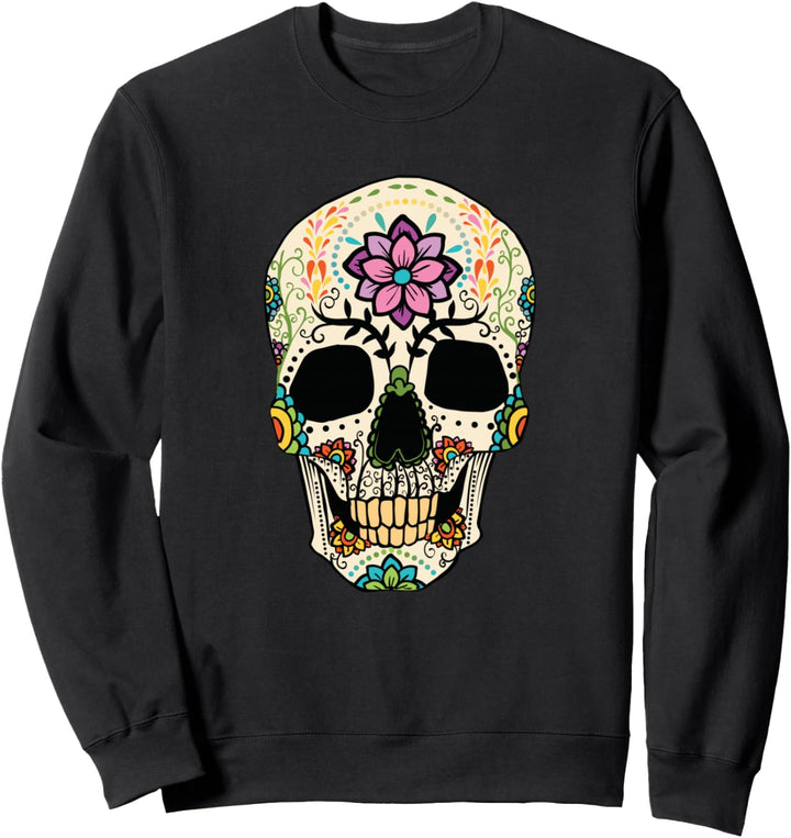 Tag der Toten Zuckerschädel mit Blumen Sweatshirt