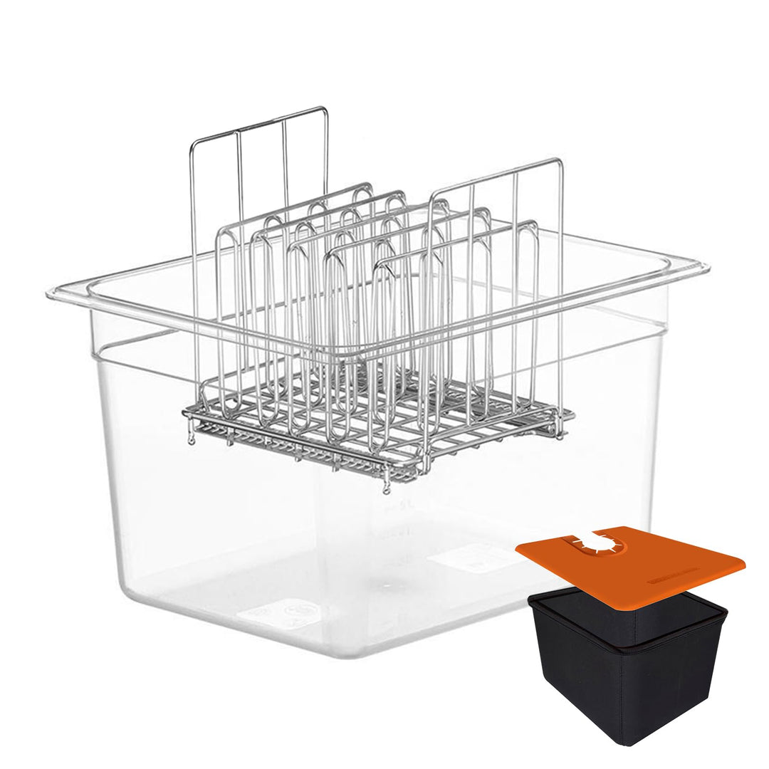 Sous Vide Behälter 12L, Sous Vide Container mit Silikonhülle & Rack für Meisten Sous Vide Garer, Mul