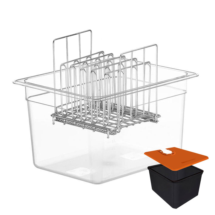 Sous Vide Behälter 12L, Sous Vide Container mit Silikonhülle & Rack für Meisten Sous Vide Garer, Mul