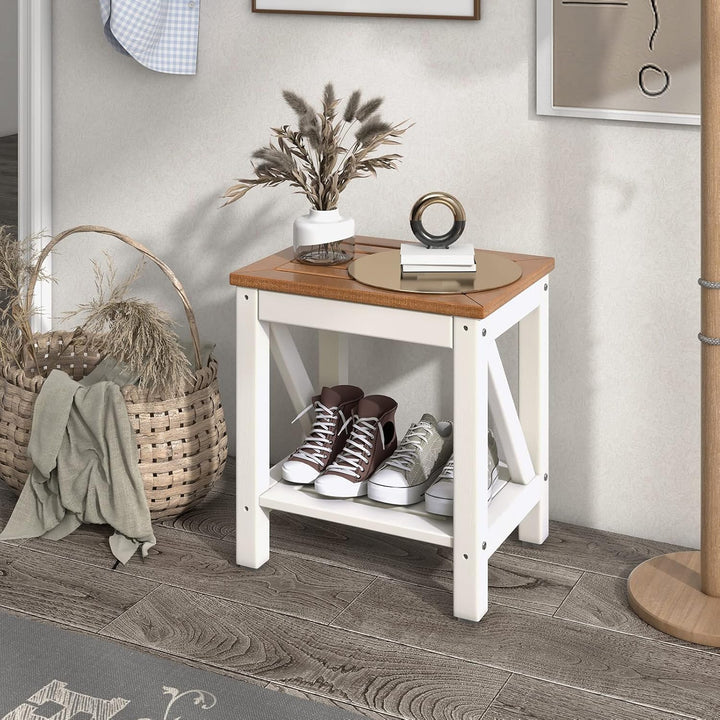 COSTWAY Duschbank Bad, Sitzbank mit Ablage bis 150 kg belastbar, wasserdichte Badezimmerbank Duschsi