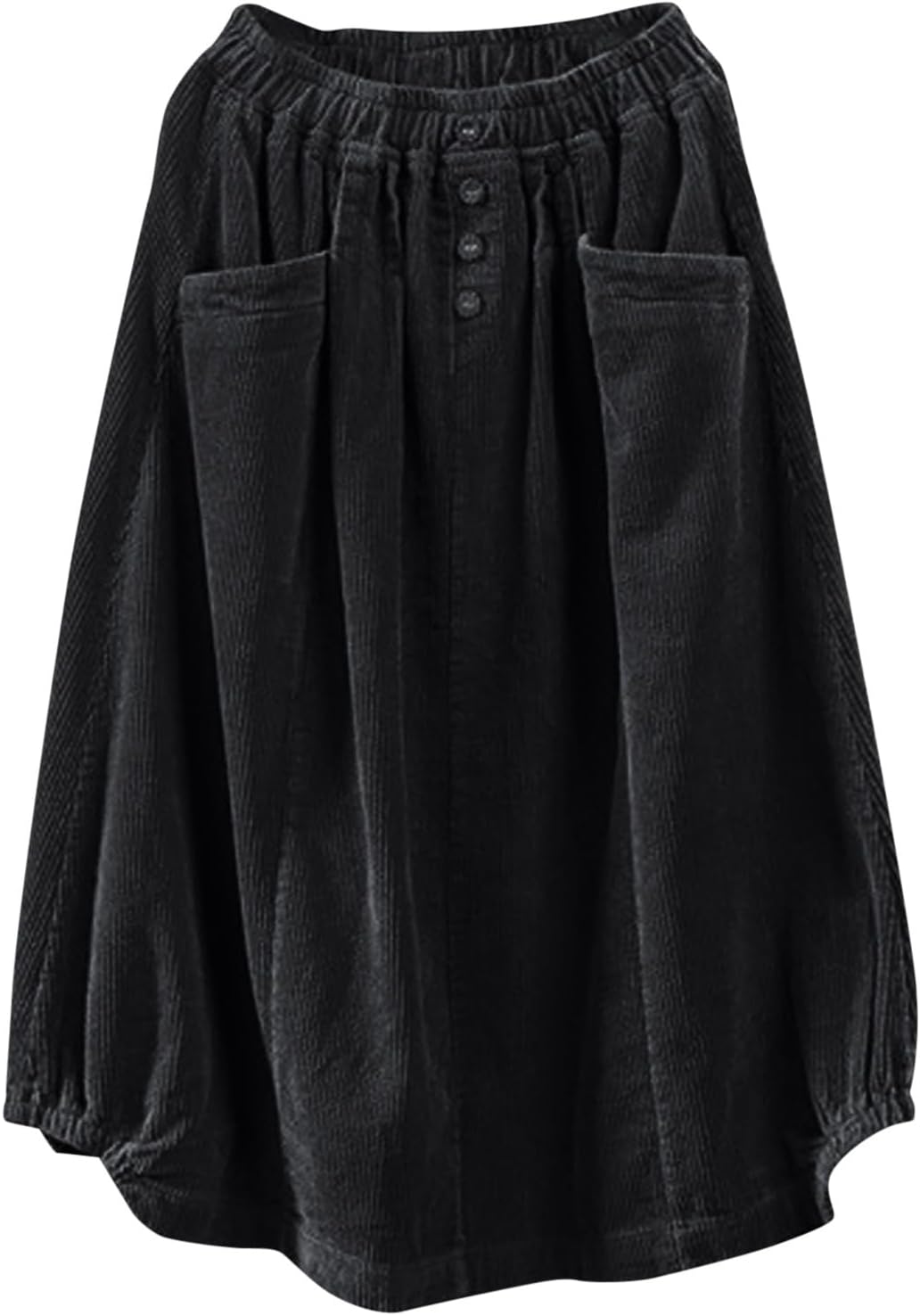 Generisch 2025 Damenrock Winter Cordrock Frauen Midi Lange Röcke Weibliche elastische Taille A-Linie