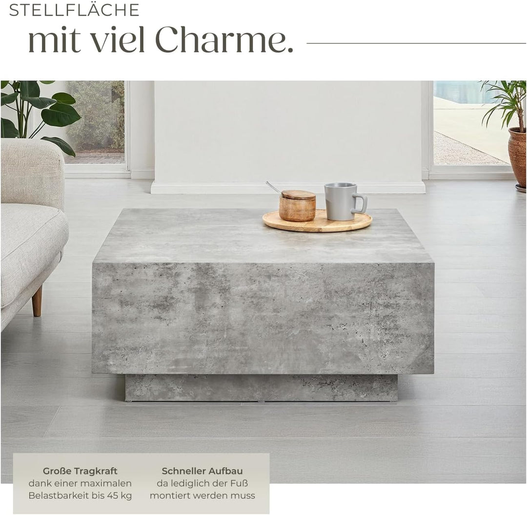 tectake® Couch Tisch, Room Decor in Beton Optik, Tisch Wohnzimmer, moderner Couchtisch, Beistelltisc