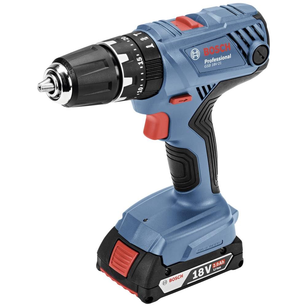 Bosch Professional 18V System Akku Schlagbohrschrauber GSB 18V-21 (inkl. 2x 2.0Ah Akku, Schnellladeg