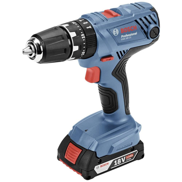 Bosch Professional 18V System Akku Schlagbohrschrauber GSB 18V-21 (inkl. 2x 2.0Ah Akku, Schnellladeg