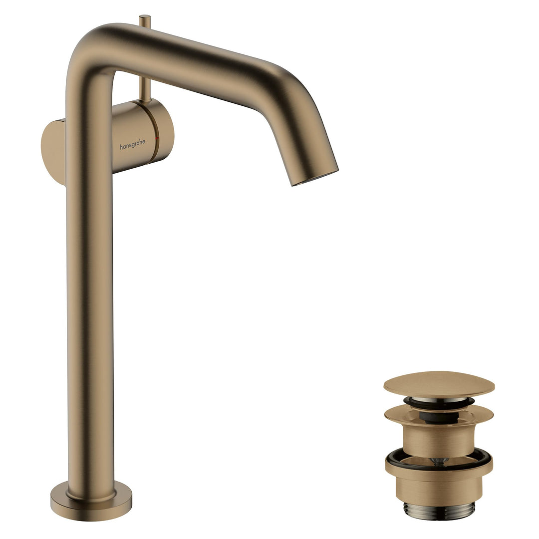hansgrohe Tecturis S Fine - Waschtischarmatur mit Push-Open Ablauf, energiesparend (CoolStart), Wass