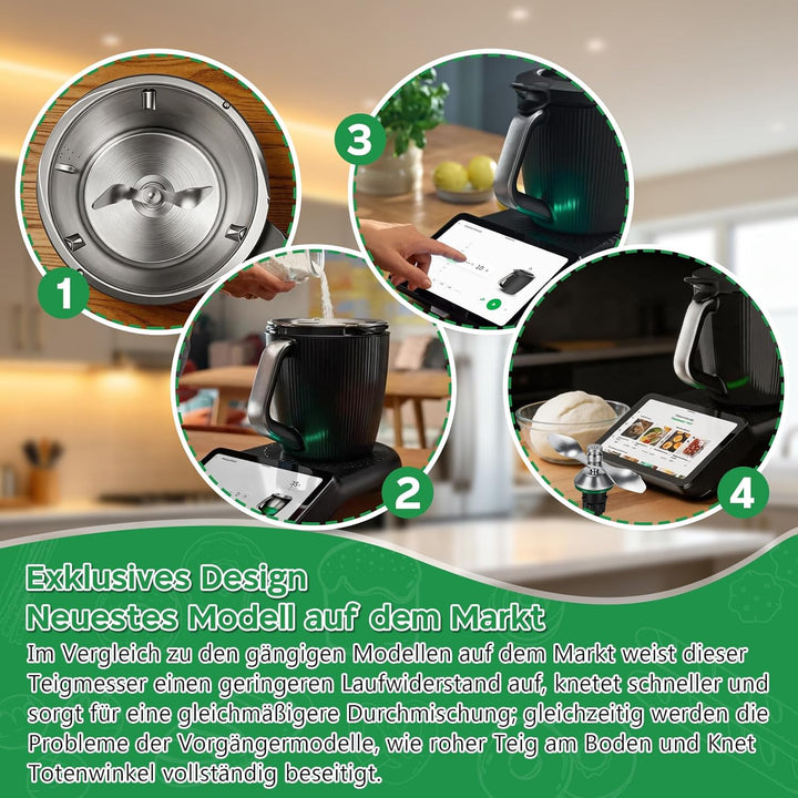 SelfTek Teigmesser für Thermomix TM7 TM6 TM5 - Edelstahl Teigmesser Ersatz für Thermomix, Sanftes Kn