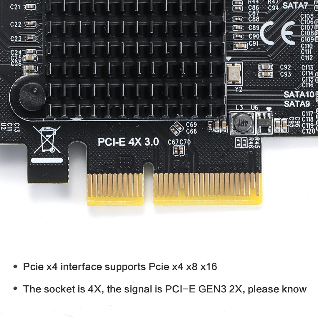 MZHOU PCI-E SATA Erweiterungskarte,10 Port PCI Express SATA Controller Karte, 6 Gbit/s SATA 3.0 PCIe