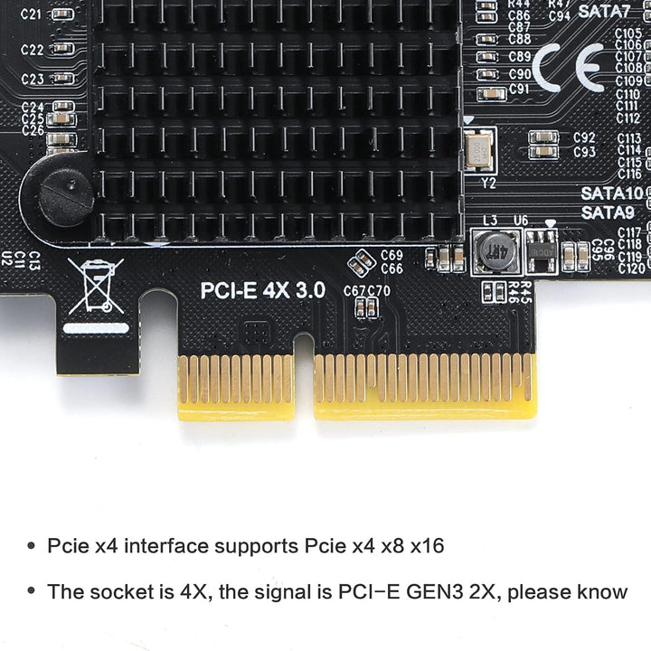MZHOU PCI-E SATA Erweiterungskarte,10 Port PCI Express SATA Controller Karte, 6 Gbit/s SATA 3.0 PCIe