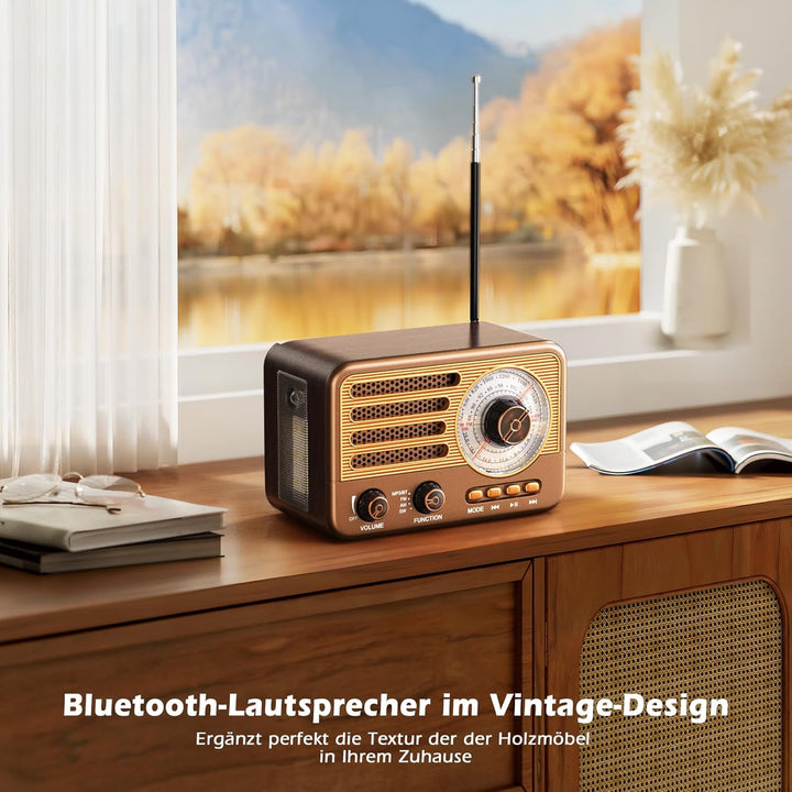 Vintage-Transistorradio – Retro-Stil mit moderner Reichweite, tragbar, AM/FM/SW, mit USB/TF/Aux-MP3-
