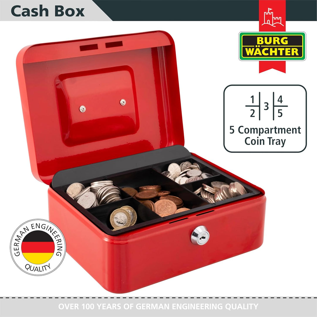 Burg-Wächter CB03R Geld 5025 Geldkassette, rot, 25,4 cm (10 Zoll) 25,4 cm (10 Zoll) Rot, 25,4 cm (10