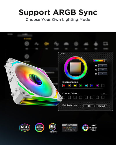 AsiaHorse COSMIQ 120mm ARGB PC Lüfter,Daisy Chain PWM Computer Gehäuselüfter, jede Infinity Mirror P