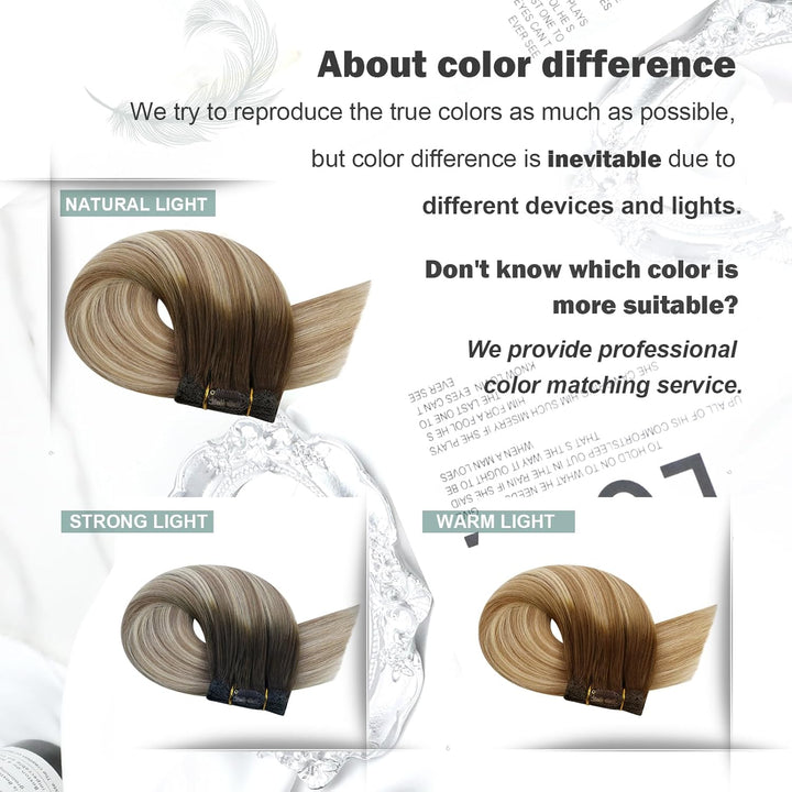 Moresoo Clip Extensions Echthaar Balayage Haarextension Echthaar Clip in Extensions Echthaar Remy Ex