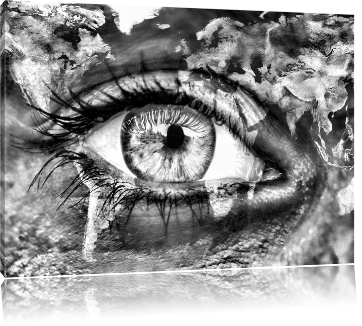 Pixxprint Monocrome, Die Erde gezeichnet auf EIN Gesicht, Format: 100x70 auf Leinwand, 100x70