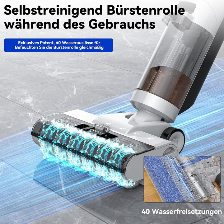 Akku Nass- und Trocken Staubsauger, JONR ED12 Nass Trockensauger Kabelloser, Selbstreinigungsfunktio