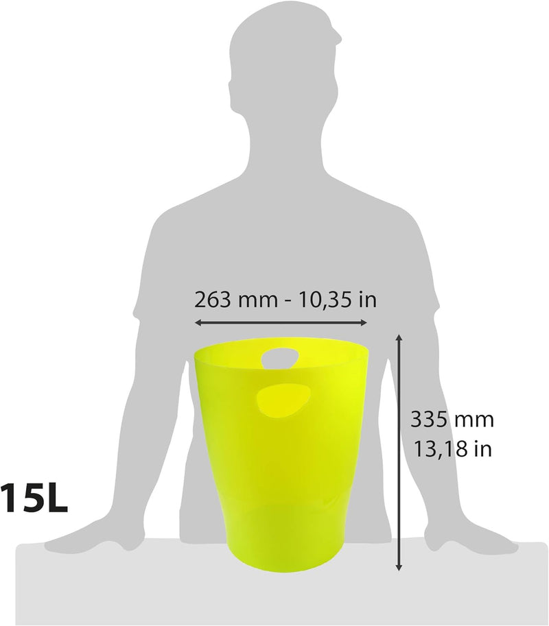 Exacompta 45381D ECOBIN 8er Pack Papierkörbe 15 Liter mit Griffen. Eleganter und robuster Papierkorb