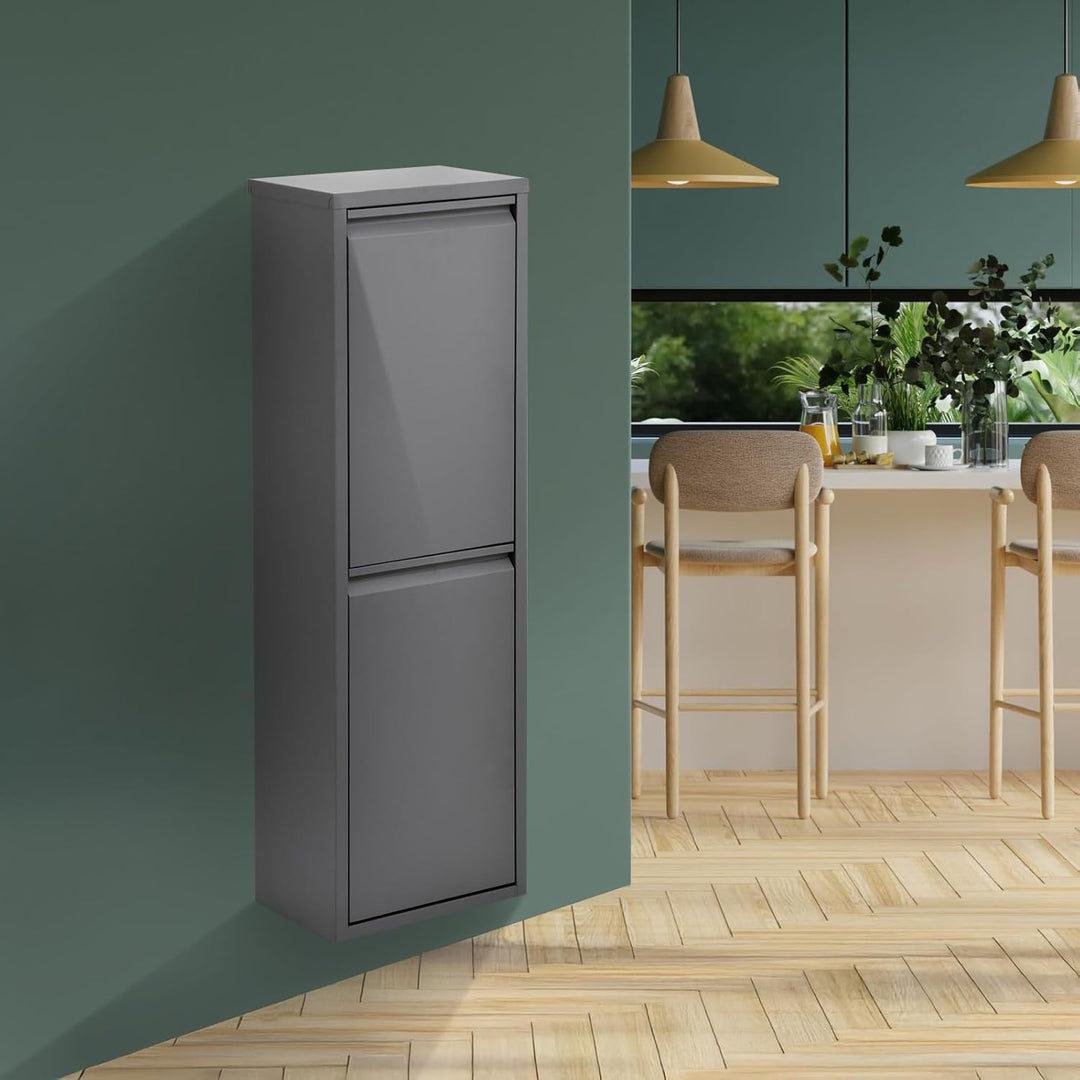 SVITA V2X15 Mülleimer 30 Liter (2 x 15L) Abfallsammler Abfalleimer Mülltrennung vertikal Ordnung uni