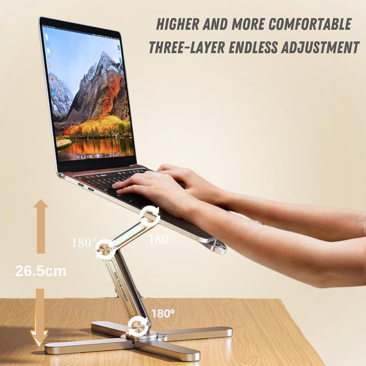 Laptopständer Mit 360° Drehbarer Basis, Höhenverstellbarer Laptopständer, Ergonomischer Faltbarer La