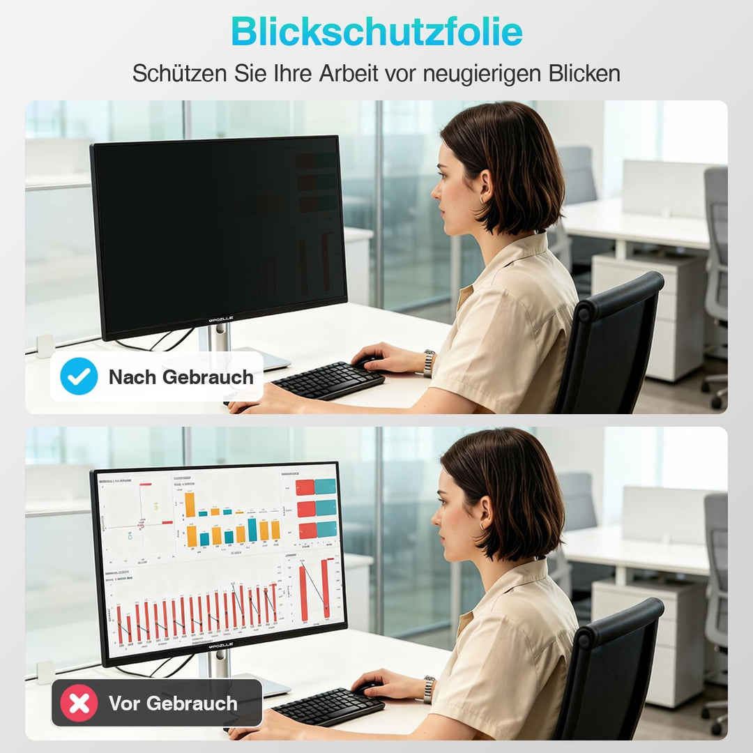 Pozlle 23,8-Zoll-Computer-Sichtschutzschild für 16:9-Breitbild-Desktop-Monitor - Blendfreier Blaulic