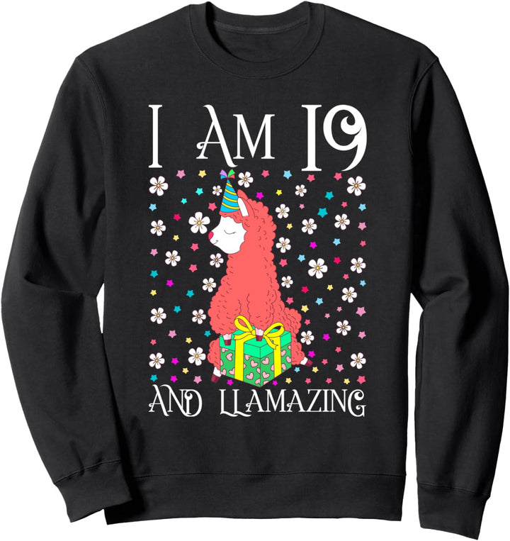 I'm 19 Llamazing Alpaca Gift Girl Llama Happy 19th Birthday Sweatshirt
