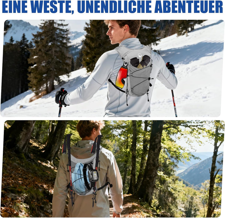 Laufweste Damen mit 2L TPU Trinkblase/500ml Trinkflasche, Leichter Trinkrucksack Laufen Herren 6L, R
